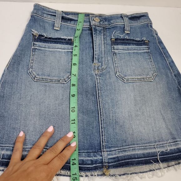 7 for all Mankind denim stretchy  form fitting blue jean mini skirt size 24 - Picture 9 of 9